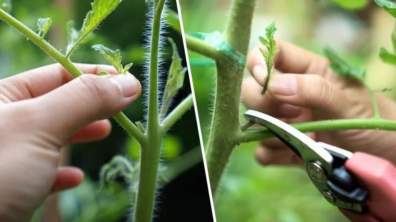 Przycinanie pędów pomidora